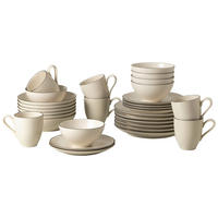 KOMBISERVICE Schwarz, Beige AUGUSTA 30-teilig 6 Personen  - Beige/Schwarz, Basics, Keramik - Costa Nova