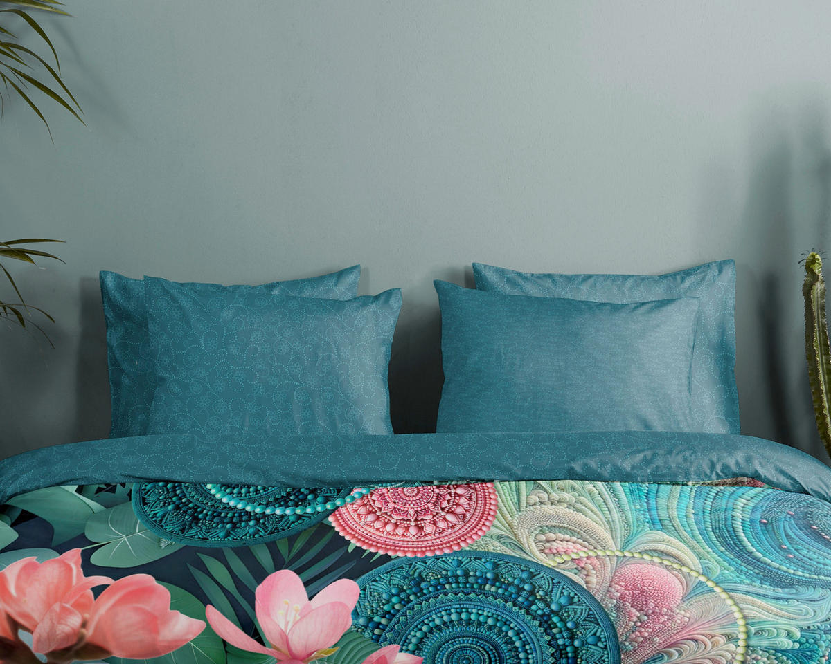 WENDEBETTWÄSCHE 2-teilig HIP Satin 140/200 cm  - Hellrosa/Hellgelb, Basics, Textil (140/200cm)