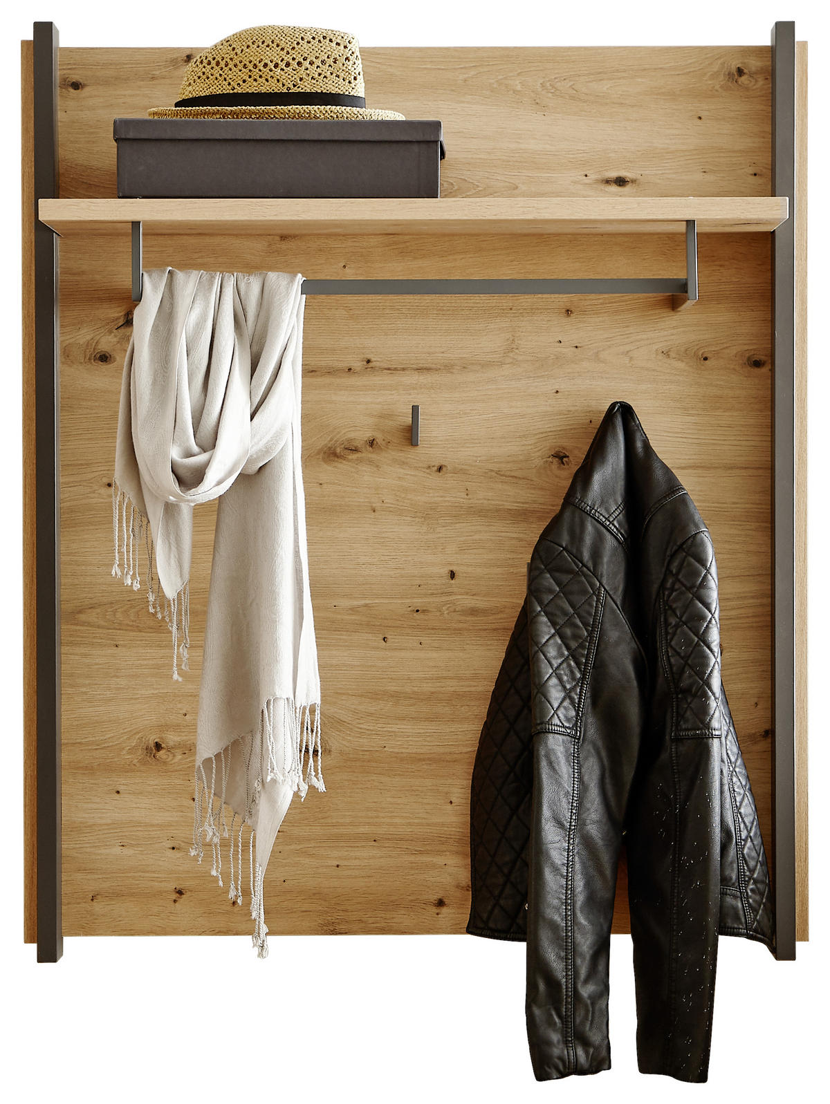 GARDEROBNI PANEL  siva, boje hrasta   metal, plastika, drvni materijal  - siva/boje hrasta, Trend, drvni materijal/metal (87,1/99,8/30,6cm) - Hom`in
