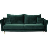 SCHLAFSOFA  mit Schlafen auf Sitzhöhe, Rücken echt Samt Grün  - Goldfarben/Grün, Design, Textil/Metall (235/96/104cm) - MID.YOU