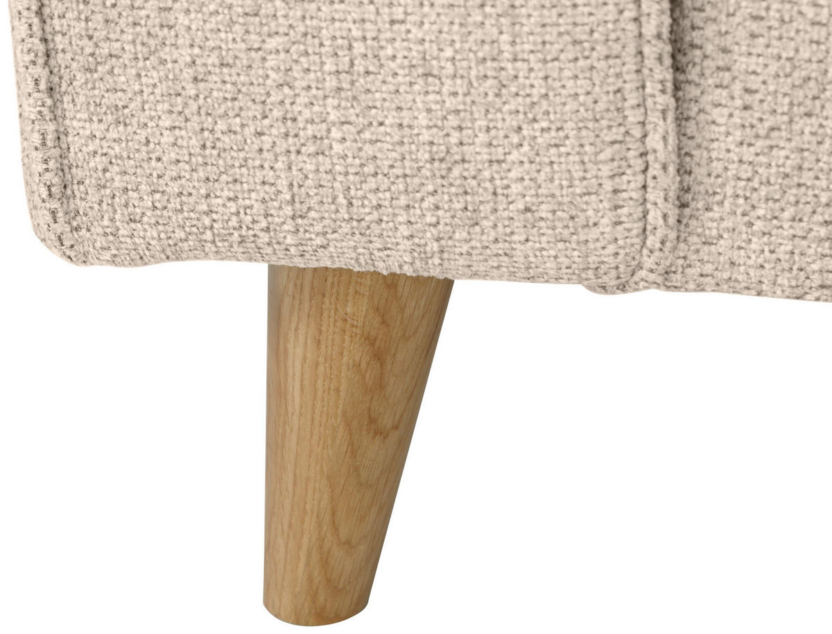 ECKSOFA in Flachgewebe Creme  - Eichefarben/Creme, Konventionell, Holz/Textil (265/159cm) - Carryhome