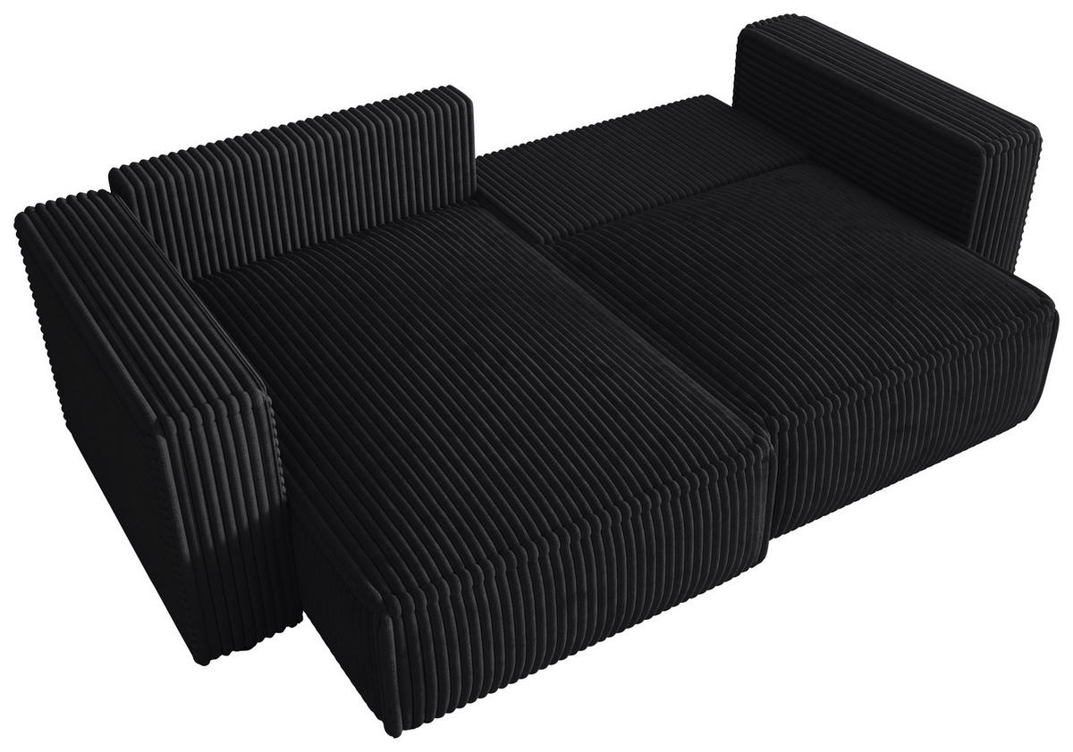 ECKSOFA Anthrazit Cord Zierkissen, Rückenkissen, Schlaffunktion, Rücken echt  - Anthrazit/Schwarz, MODERN, Kunststoff/Textil (153/250cm) - Xora