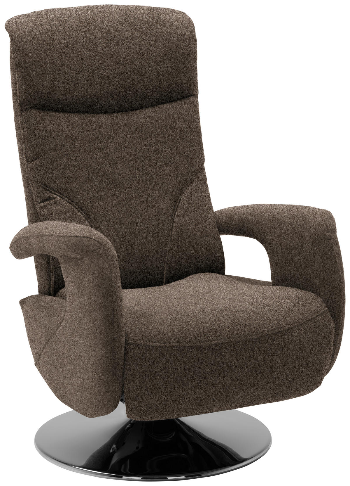 RELAXSESSEL Chenille, Mikrofaser Relaxfunktion, Kopfteilverstellung    - Chromfarben/Dunkelbraun, Design, Textil/Metall (71/110/83cm) - Dieter Knoll