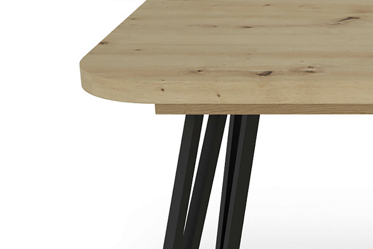 ESSTISCH Schwarz, Eiche Artisan rechteckig  ausziehbar  - Schwarz/Eiche Artisan, LIFESTYLE, Holzwerkstoff/Metall (160/90/76cm) - MID.YOU