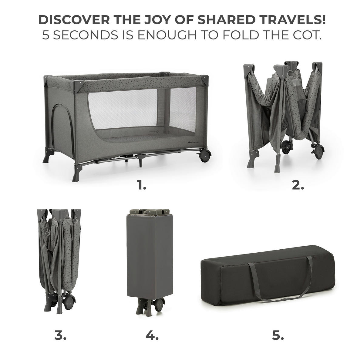REISEBETT Joy 2 Dunkelgrau  - Dunkelgrau, Basics (60/120cm) - kinderkraft