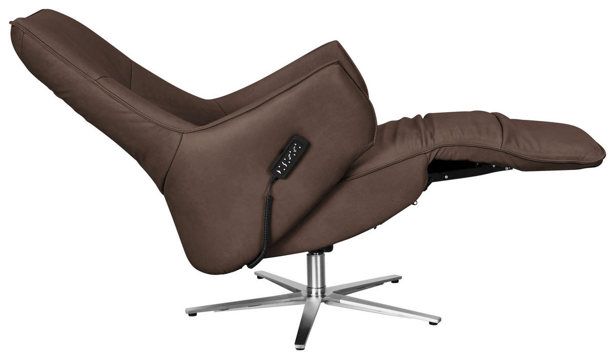 RELAXSESSEL in Leder Dunkelbraun  - Edelstahlfarben/Dunkelbraun, Design, Leder/Metall (70/120/88cm) - Himolla Komfortklass