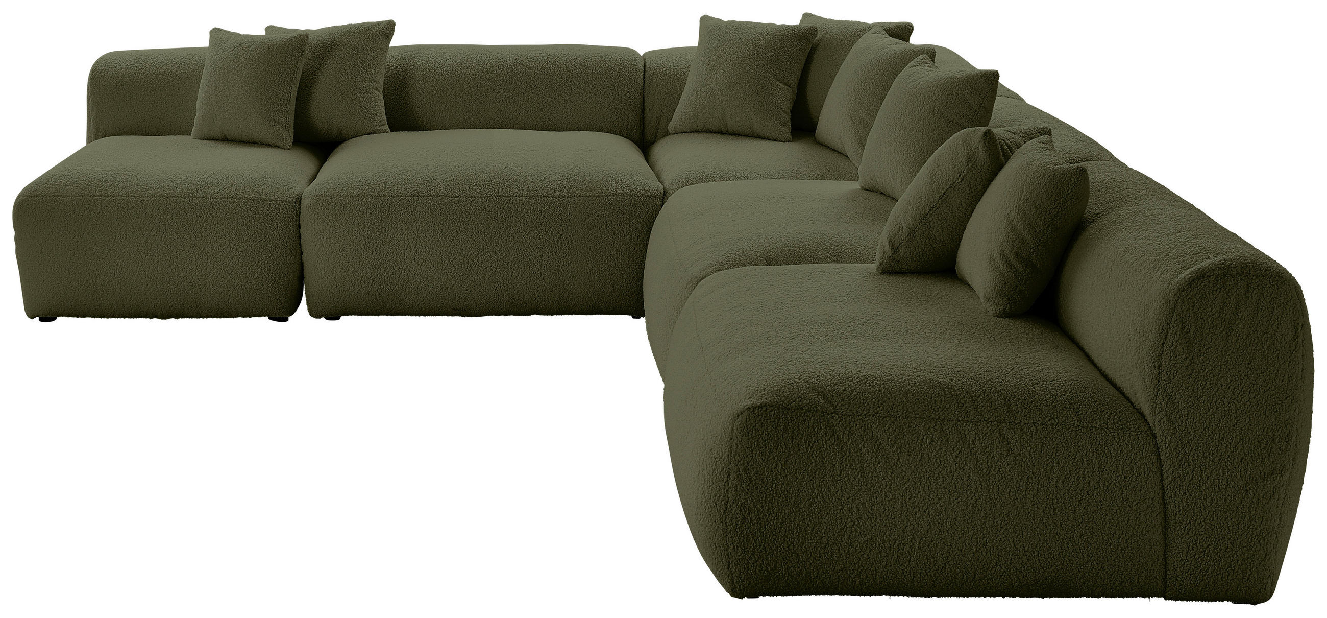 ECKSOFA BLOOM Olivgrün Flachgewebe, Teddystoff  - Olivgrün, Trend, Textil (300/315cm) - Livetastic