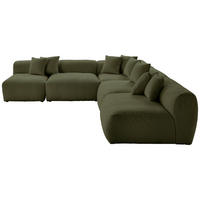 ECKSOFA BLOOM Olivgrün Flachgewebe, Teddystoff  - Olivgrün, Trend, Textil (300/315cm) - Livetastic