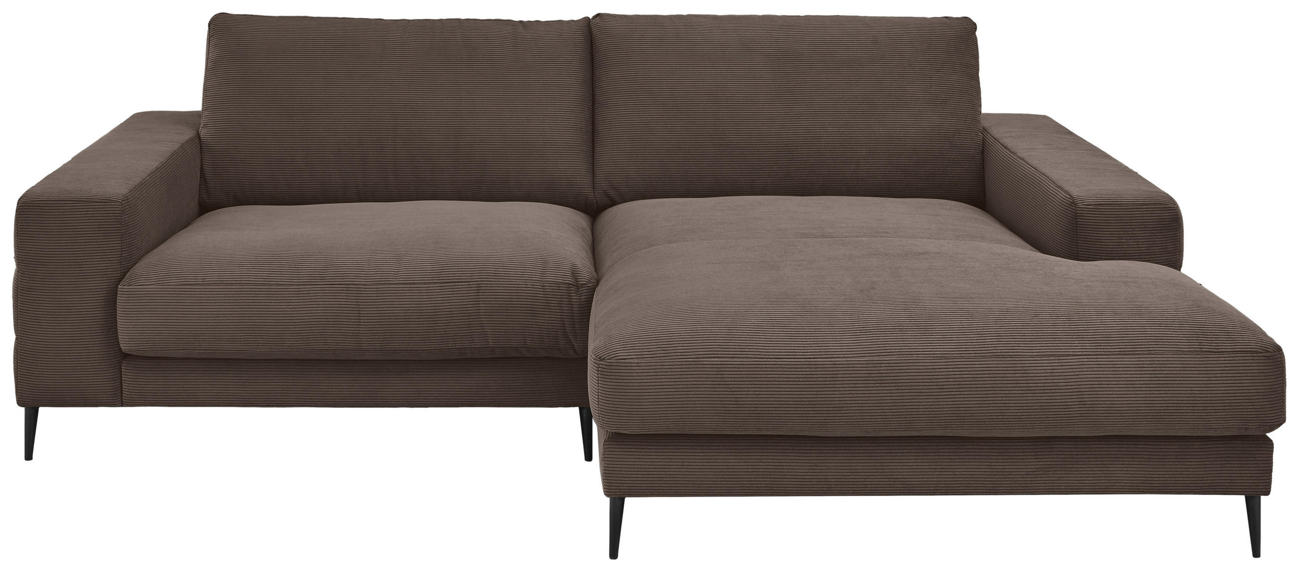 ECKSOFA Mokka Feincord Rücken echt  - Schwarz/Mokka, Design, Textil/Metall (253/177cm) - Dieter Knoll
