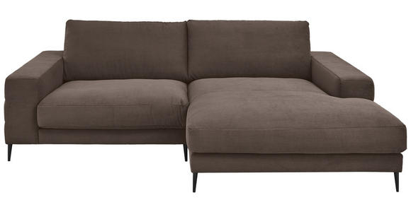 ECKSOFA Mokka Feincord Rücken echt  - Schwarz/Mokka, Design, Textil/Metall (253/177cm) - Dieter Knoll