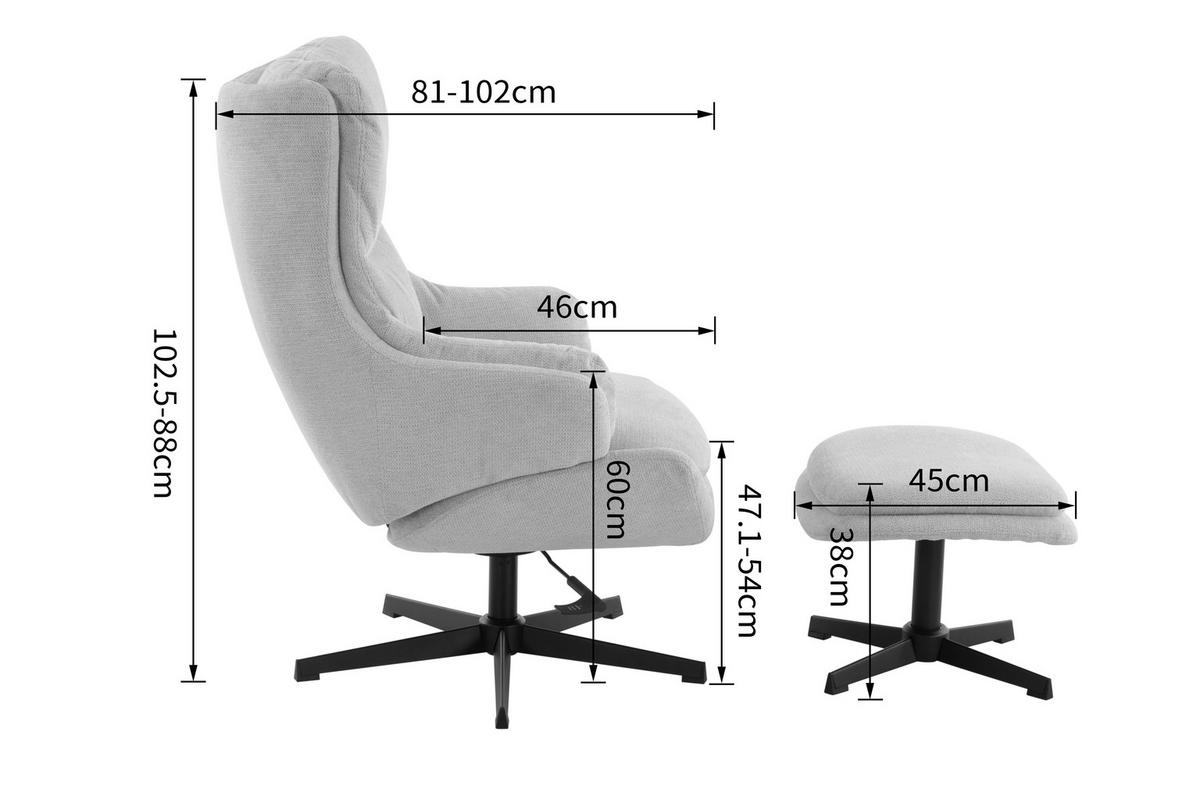 RELAXSESSELSET Leinenoptik    - Beige/Schwarz, Design, Holz/Textil (76/101/82cm) - Stylife