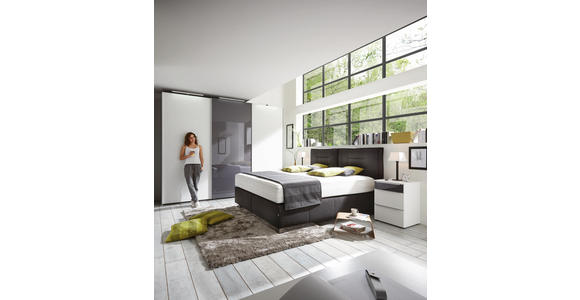 BOXSPRINGBETT 180/200 cm in Schwarz - Alufarben/Schwarz, KONVENTIONELL, Textil/Metall (180/200cm) - Dieter Knoll