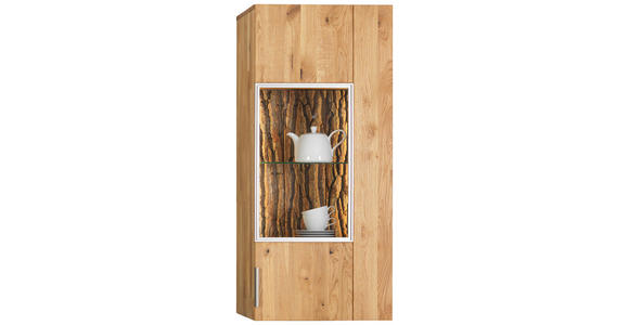 HÄNGEVITRINE in Eichefarben - Eichefarben/Alufarben, KONVENTIONELL, Glas/Holz (56/128/38cm) - Cantus