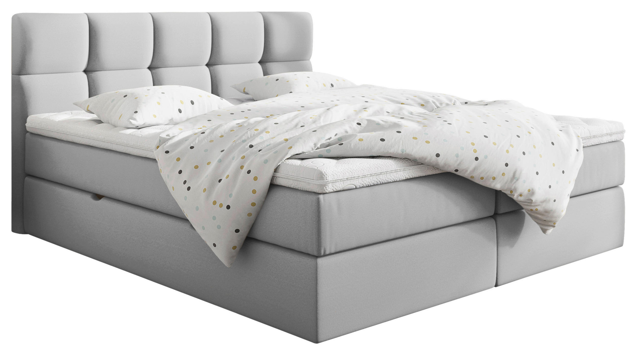 BOXBETT 200/220 cm  in Hellgrau  - Hellgrau/Schwarz, LIFESTYLE, Holz/Holzwerkstoff (200/220cm) - Livetastic