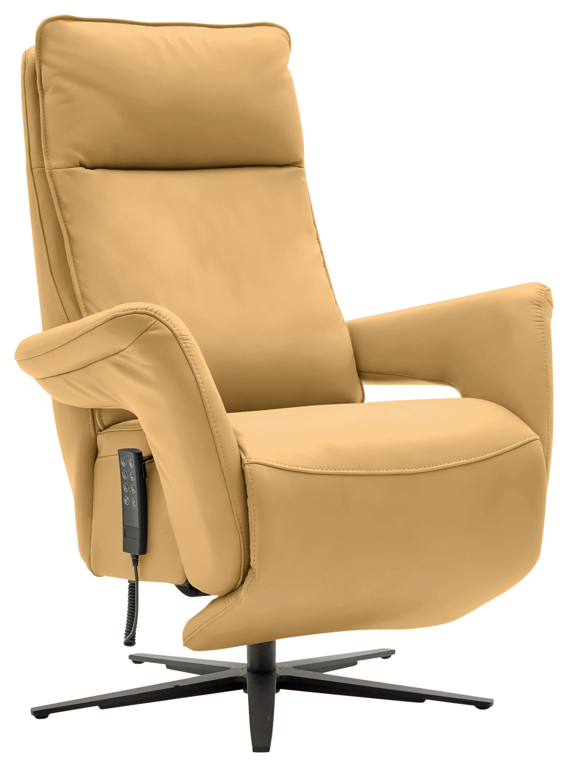RELAXSESSEL in Leder Gelb  - Gelb/Schwarz, Design, Leder/Metall (83/116/87cm) - Valdera