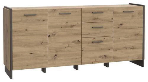 SIDEBOARD Grau, Eiche Artisan 186,5/86,1/41,3 cm - Eiche Artisan/Grau, MODERN, Holzwerkstoff/Kunststoff (186,5/86,1/41,3cm) - Hom`in
