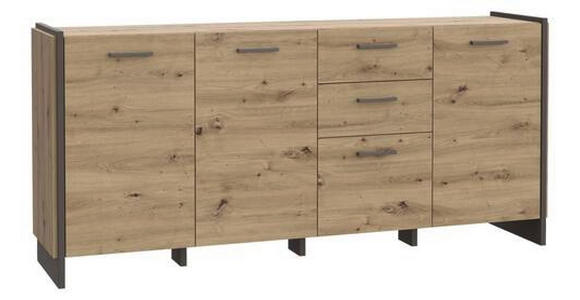 SIDEBOARD 186,5/86,1/41,3 cm  - Eiche Artisan/Grau, MODERN, Holzwerkstoff/Kunststoff (186,5/86,1/41,3cm) - Hom`in