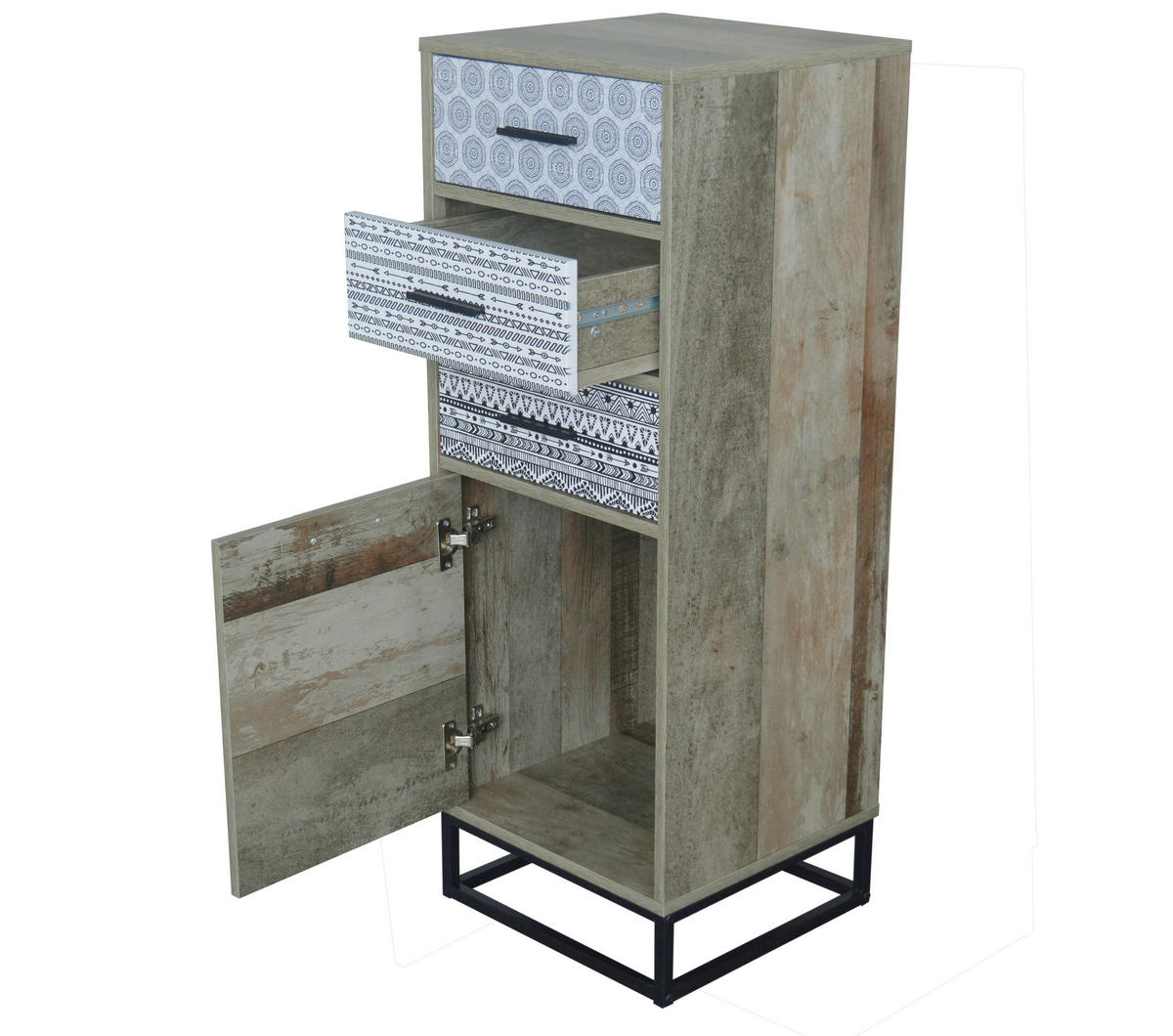 KOMMODE  in 39,5/106/38 cm  - Graubraun/Schwarz, Design, Holzwerkstoff/Metall (39,5/106/38cm) - Livetastic