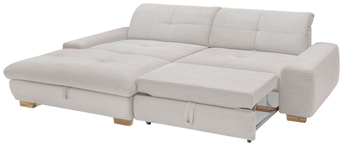ECKSOFA Hellgrau Cord  - Eichefarben/Hellgrau, Design, Holz/Textil (198/276cm) - SetOne by Musterring