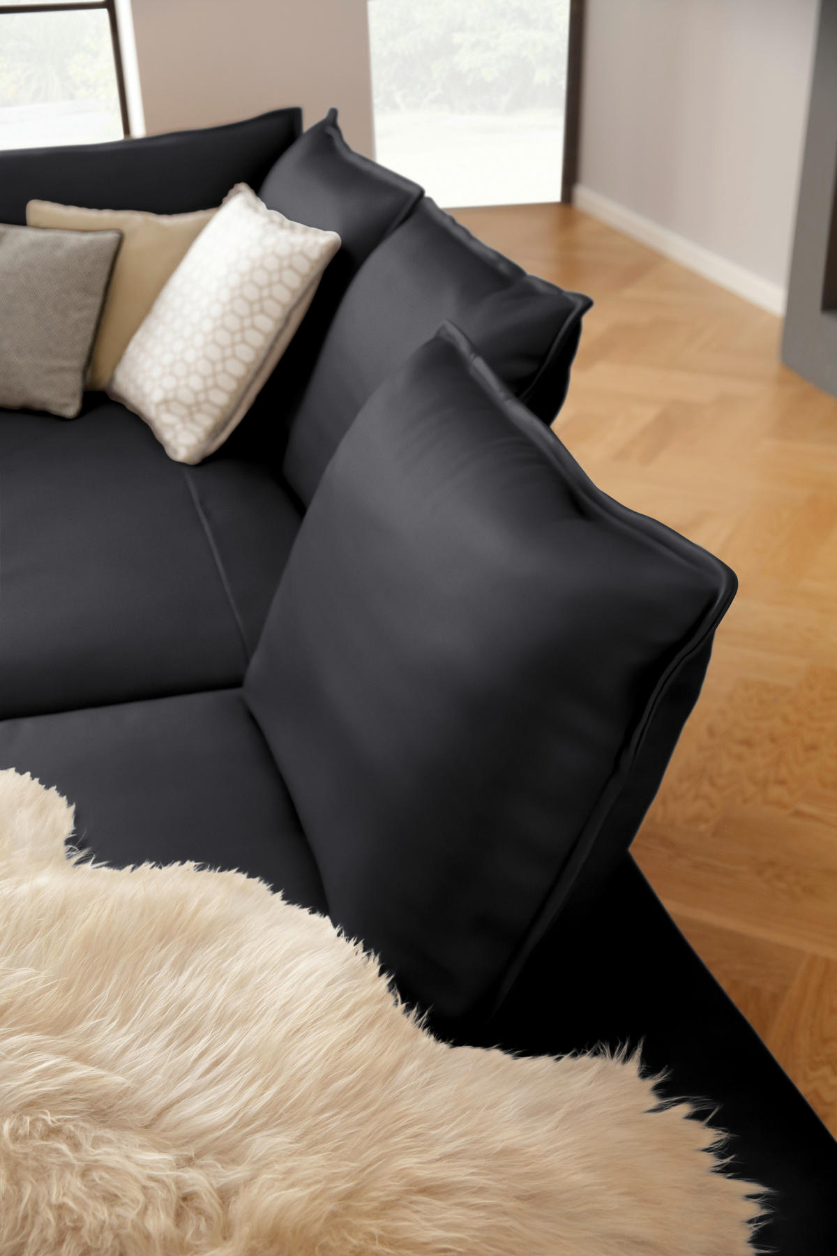 ECKSOFA in Echtleder Schwarz  340/272 cm  - Schwarz, Design, Leder/Metall (340/272cm) - W.Schillig