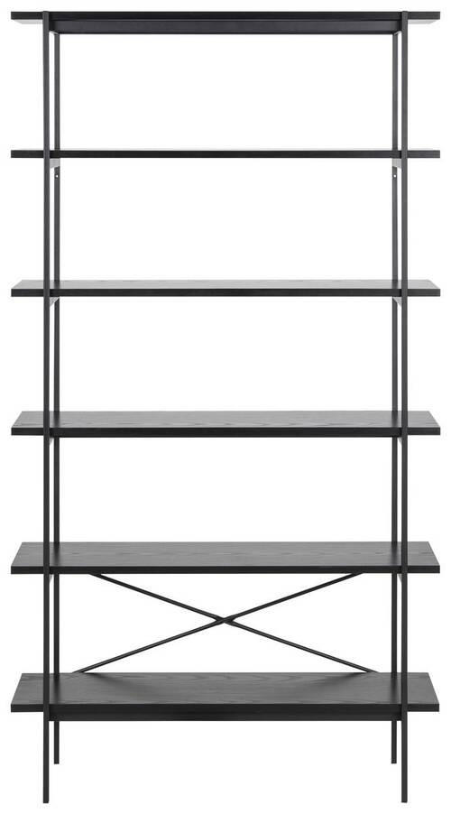 HYLLA i 94/172/27 cm svart  - svart, Modern, metall/trämaterial (94/172/27cm)