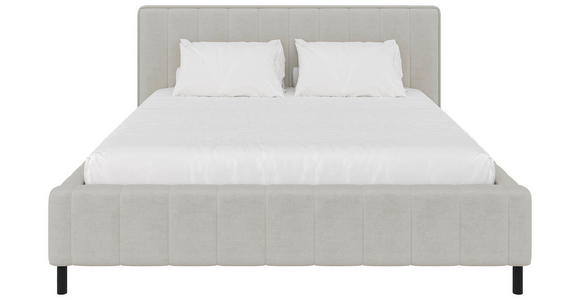 POLSTERBETT gepolstertes Kopfteil, Lattenrost, Bettkasten Beige 180/200 cm  - Beige/Schwarz, Design, Holz/Textil (180/200cm) - Carryhome