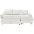 ECKSOFA Creme Cord  inkl. Rückenkissen, Bettkasten, Schlaffunktion, Rücken echt, Liegefläche im Originalstoff  - Creme/Schwarz, KONVENTIONELL, Textil/Metall (240/150cm) - Carryhome