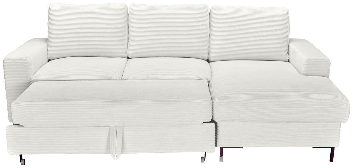 ECKSOFA Creme Cord  - Creme/Schwarz, KONVENTIONELL, Textil/Metall (240/150cm) - Carryhome