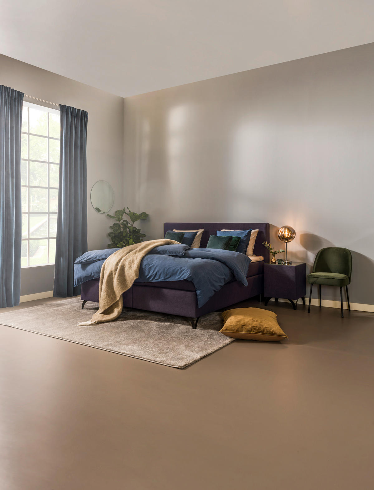 POSTELJA BOXSPRING 180 cm   x 200 cm  , tekstil antracit  - barve bakra/antracit, Konvencionalno, kovina/tekstil (180/200cm) - Esposa