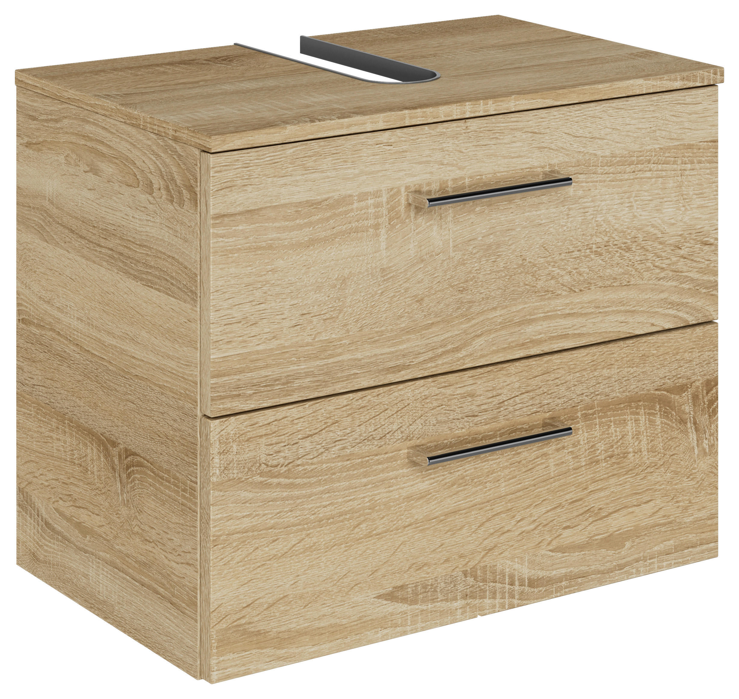 WASCHBECKENUNTERSCHRANK 60/49,8/38,3 cm  - Chromfarben/Eiche Bianco, KONVENTIONELL, Holzwerkstoff/Metall (60/49,8/38,3cm) - Sadena