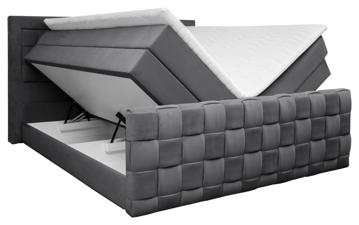 BOXSPRINGBETT 140/200 cm  in Graphitfarben  - Graphitfarben, MODERN, Textil (140/200cm) - Livetastic