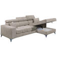 ECKSOFA Graubraun Chenille  inkl. Zierkissen, Bettkasten, Rücken echt, Kopfteilverstellung, Sitztiefenverstellung  - Graubraun/Schwarz, KONVENTIONELL, Kunststoff/Textil (268/172cm) - Carryhome