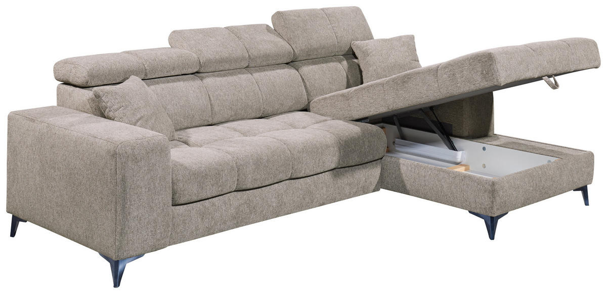 KUTNA GARNITURA tekstil  sivo-smeđa   - sivo-smeđa/crna, Konvencionalno, tekstil/plastika (268/172cm) - MID.YOU