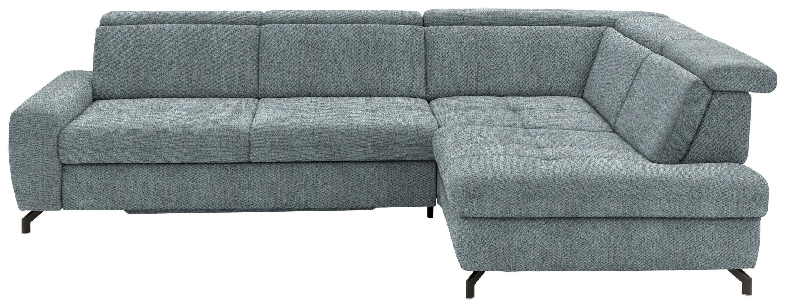ECKSOFA Blaugrau Chenille  - Blaugrau/Schwarz, Design, Textil/Metall (310/220cm) - Beldomo Style