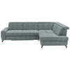 ECKSOFA in Chenille Blaugrau  - Blaugrau/Schwarz, Design, Textil/Metall (310/220cm) - Beldomo Style