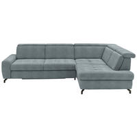 ECKSOFA in Chenille Blaugrau  - Blaugrau/Schwarz, Design, Textil/Metall (310/220cm) - Beldomo Style