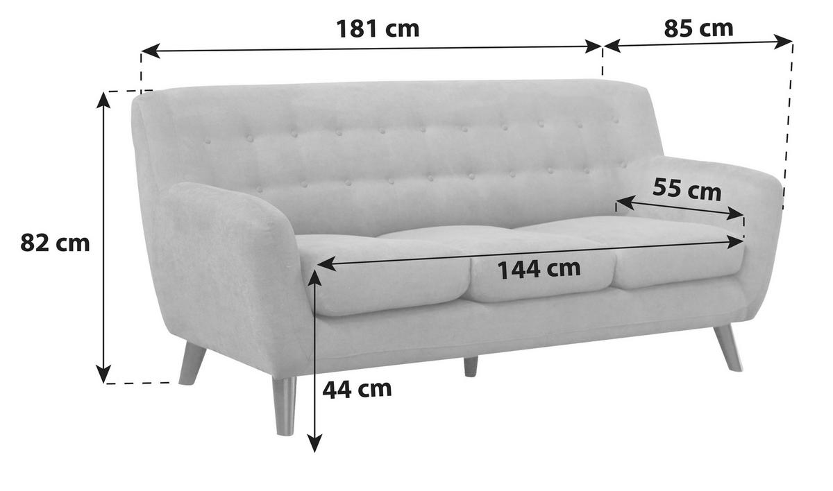 3-SITZER-SOFA in Mikrofaser Schwarz, Dunkelgrau  - Dunkelgrau/Schwarz, MODERN, Holz/Textil (181/82/85cm) - Luca Bessoni