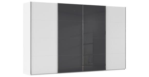SCHWEBETÜRENSCHRANK 361/223/68 cm 4-türig Grau, Weiß - Chromfarben/Weiß, KONVENTIONELL, Glas/Holzwerkstoff (361/223/68cm) - Novel