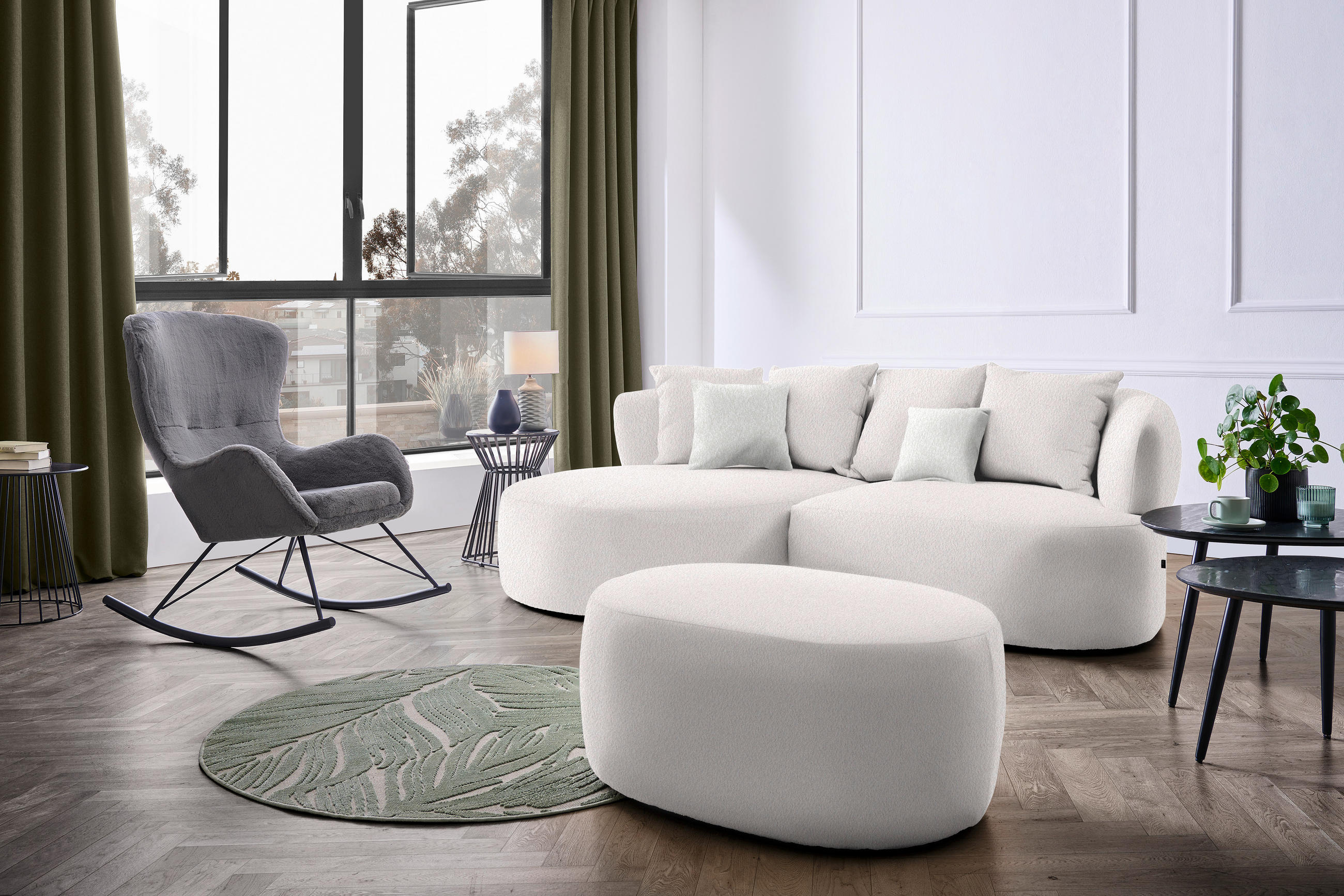 ECKSOFA in Bouclé Hellrosa  166/235 cm  - Sandfarben/Hellrosa, MODERN, Kunststoff/Textil (166/235cm) - Hom`in