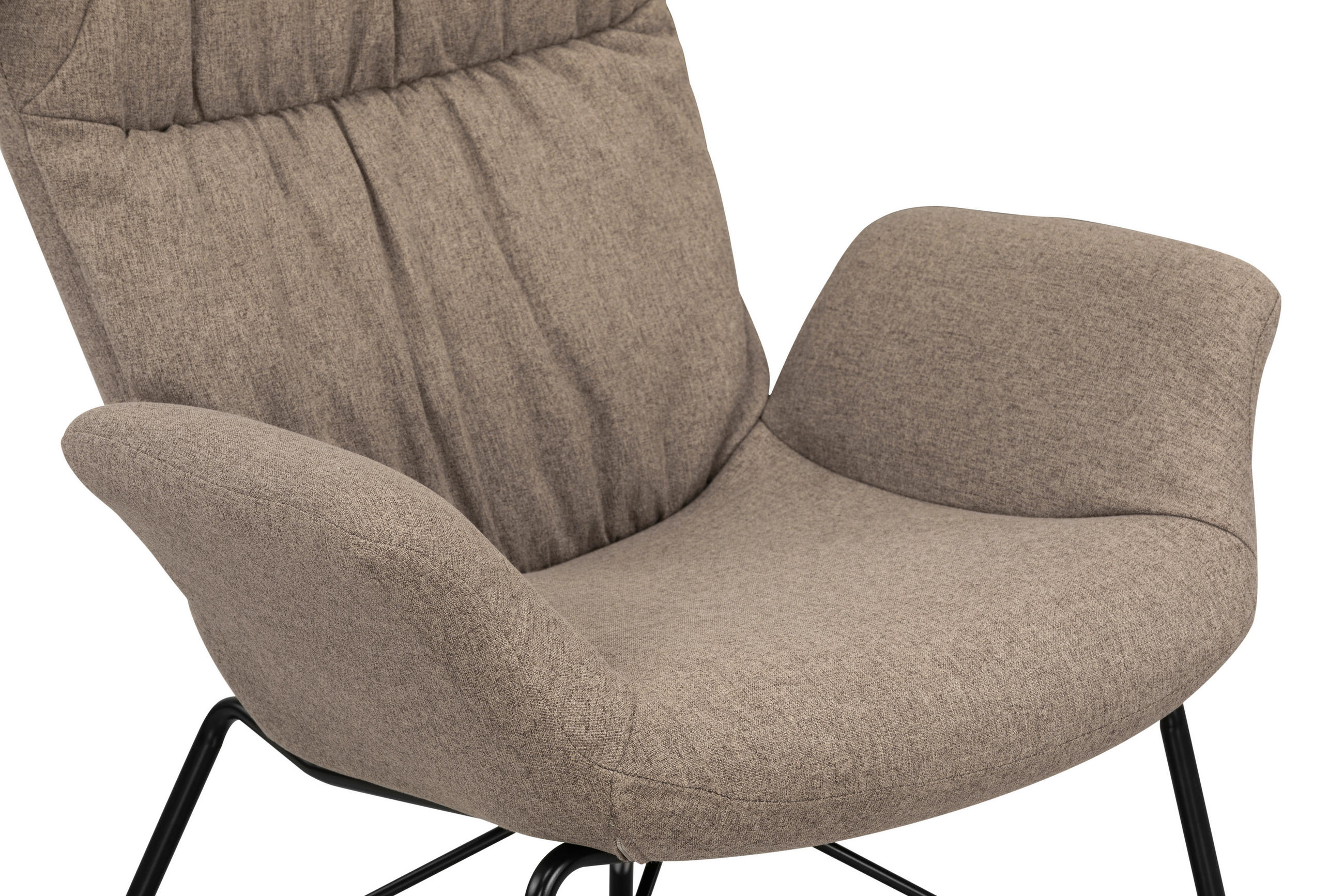 OHRENSESSEL Webstoff Braun  - Schwarz/Braun, Design, Textil/Metall (76/108/80cm) - MID.YOU