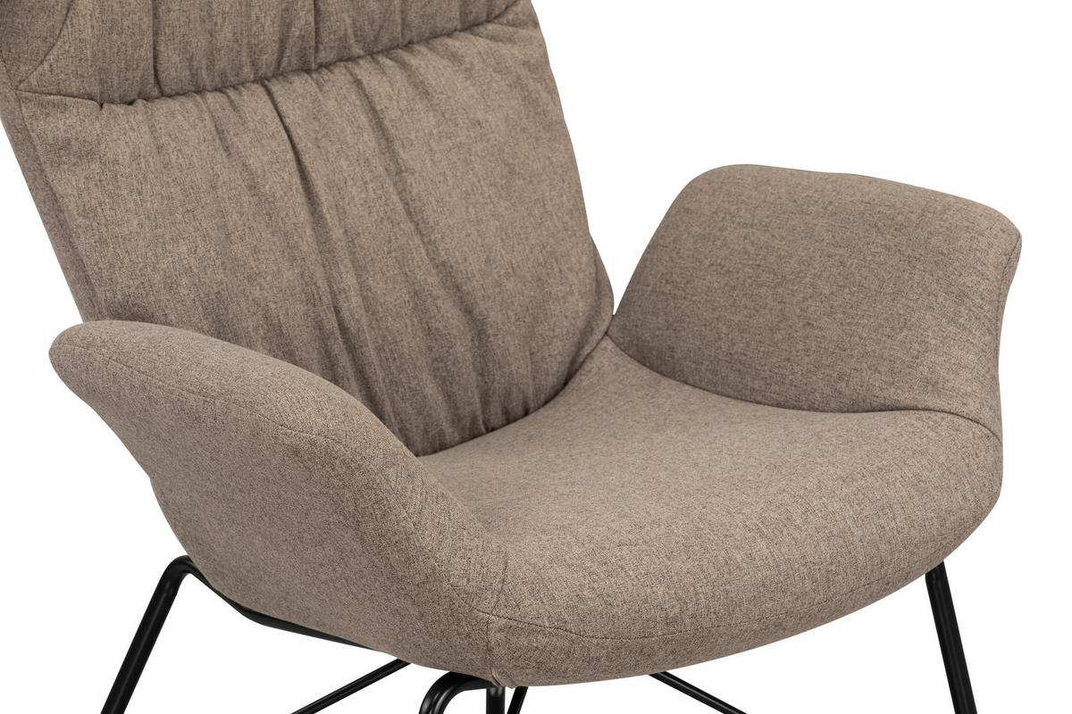 OHRENSESSEL Webstoff Braun  - Schwarz/Braun, Design, Textil/Metall (76/108/80cm) - MID.YOU