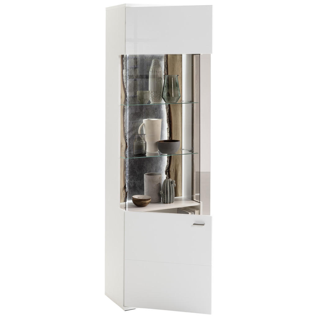 Thumbnail - SetOne by Musterring Vitrine, Grau, Weiß, Eiche, Weiß Hochglanz, Glas, Holzwerkstoff, massiv, 5 Fächer, 207.4x37.2x60.1 ...