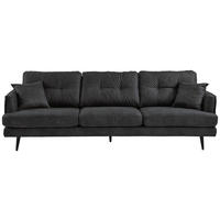 3-SITZER-SOFA in Mikrofaser Anthrazit  - Anthrazit/Schwarz, Design, Holz/Textil (257/89/92cm) - Livetastic