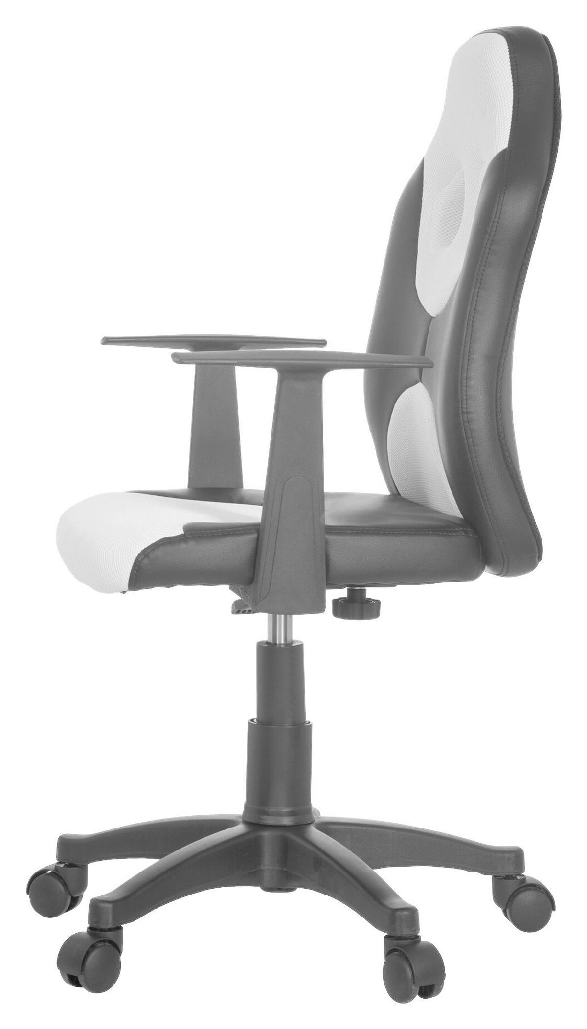JUGENDDREHSTUHL Schwarz, Weiß  - Schwarz/Weiß, Basics, Kunststoff (54/90-100/48cm) - MID.YOU