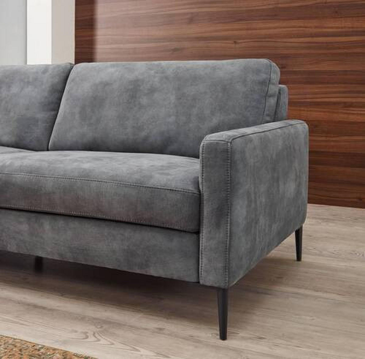 ECKSOFA in Webstoff Grau  - Schwarz/Grau, Design, Textil/Metall (176/296cm) - Chilliano