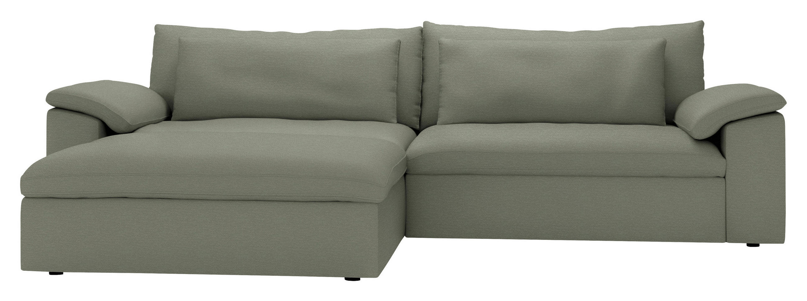 ECKSOFA  Chenille Graugrün  - Schwarz/Graugrün, Modern, Kunststoff/Textil (198/306cm) - Carryhome