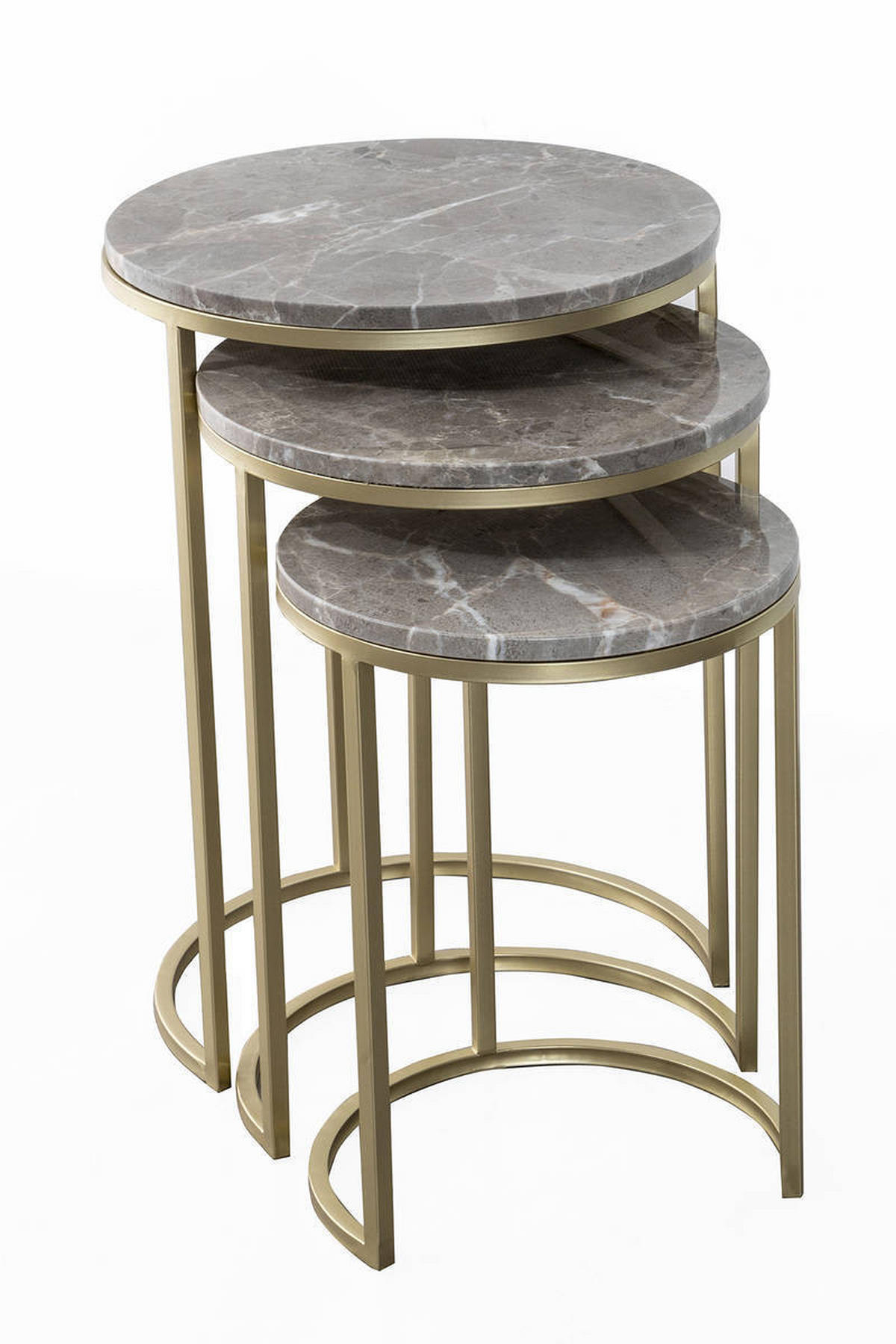 SATZTISCH in Metall, Stein  - Goldfarben/Grau, Trend, Stein/Metall - Kayoom