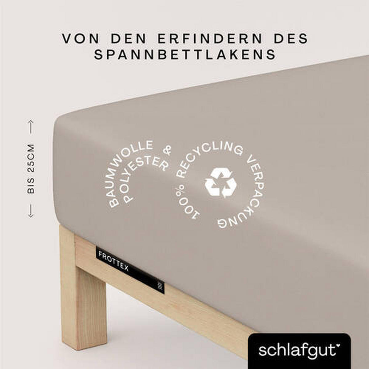 SPANNBETTTUCH FROTTEX Frottee  - Taupe, Basics, Textil (100/200cm) - Schlafgut