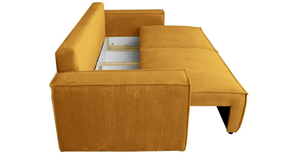 SCHLAFSOFA  mit Liegefunktion, Schlafen auf Sitzhöhe, Rücken echt Cord Currygelb  - Currygelb/Schwarz, KONVENTIONELL, Kunststoff/Textil (240/89/100cm) - Carryhome