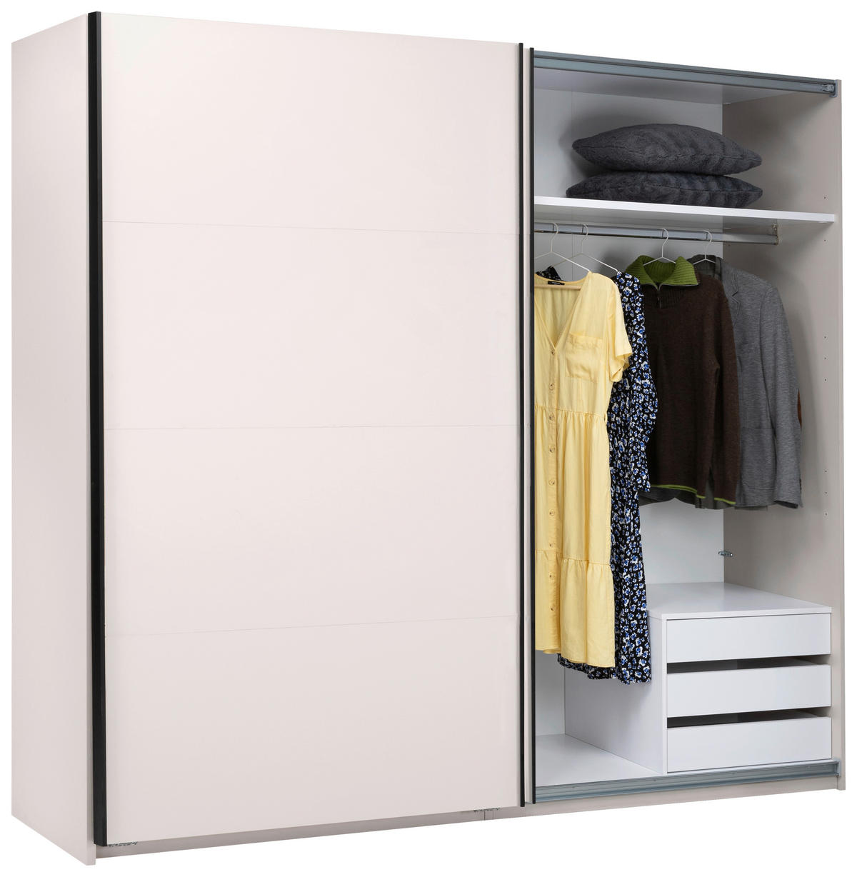 SCHIEBETÜRENSCHRANK 250/211,5/61,5 cm 2-türig Kaschmir  - Kaschmir/Schwarz, MODERN, Holzwerkstoff/Metall (250/211,5/61,5cm) - MID.YOU